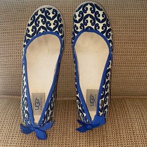 UGG Australia Royal Blue/Tan Slip On Espadrille Ballet Flats Size
 8 1/2